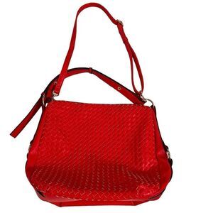 Isabella Red Woven Detail Double Strap Bag